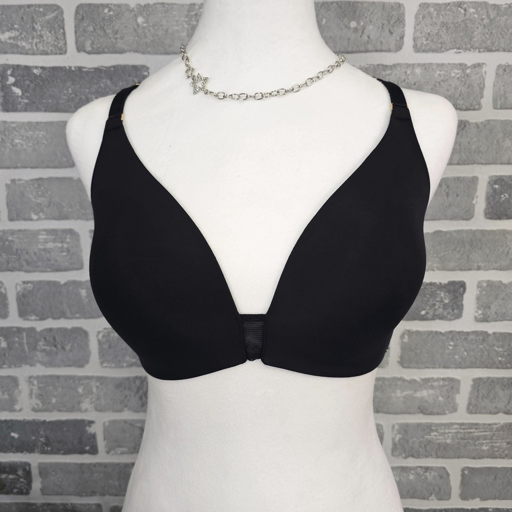 Lively Wireless Lightly Lined‎ Plunge J-Hook Adjustable Straps Black Size Large